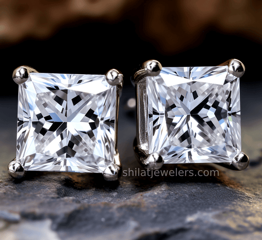 Princess cut 3.03ct lab diamond earrings