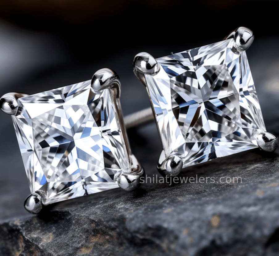 Princess cut 2.04ct lab diamond earrings