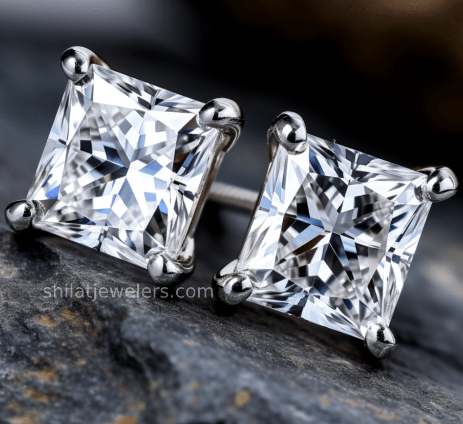 Princess cut 2.04ct lab diamond earrings