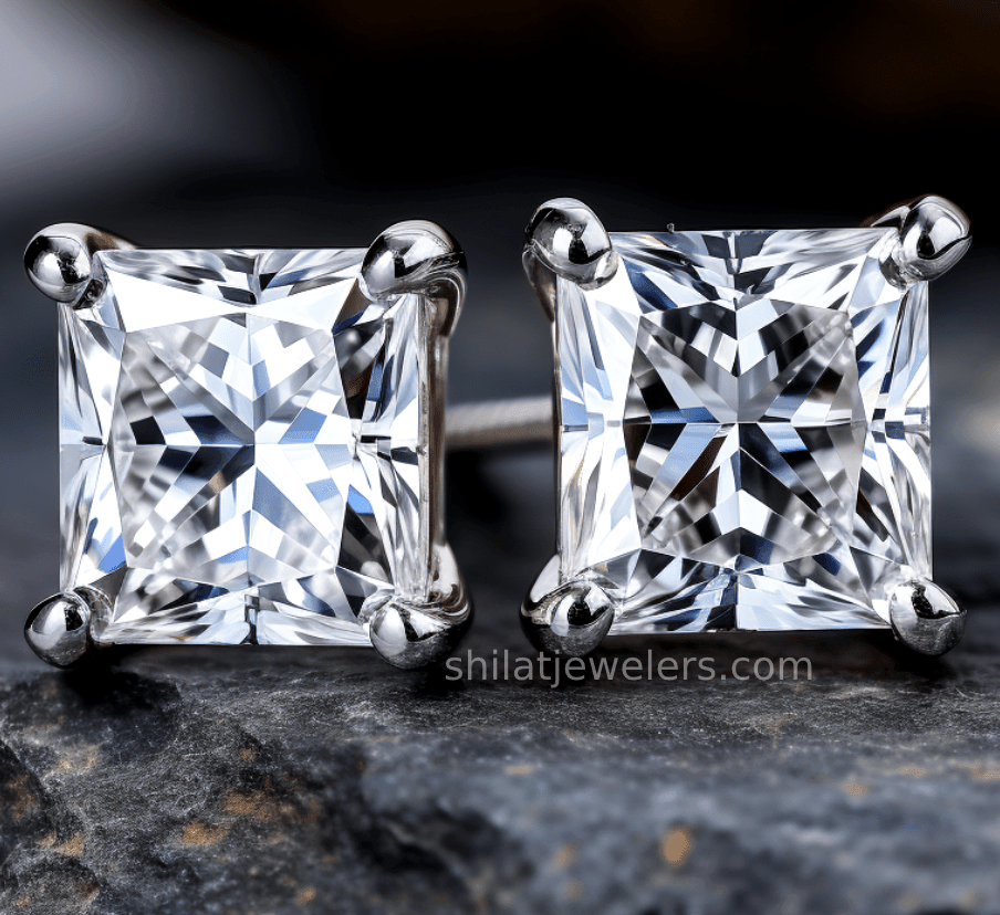 Princess cut 2.04ct lab diamond earrings