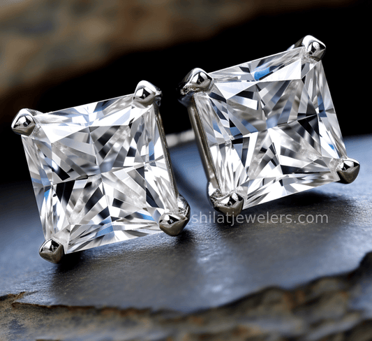 Princess cut lab diamond 2.05ct earrings