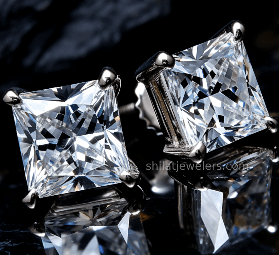 Princess cut lab diamond 3.04 studs