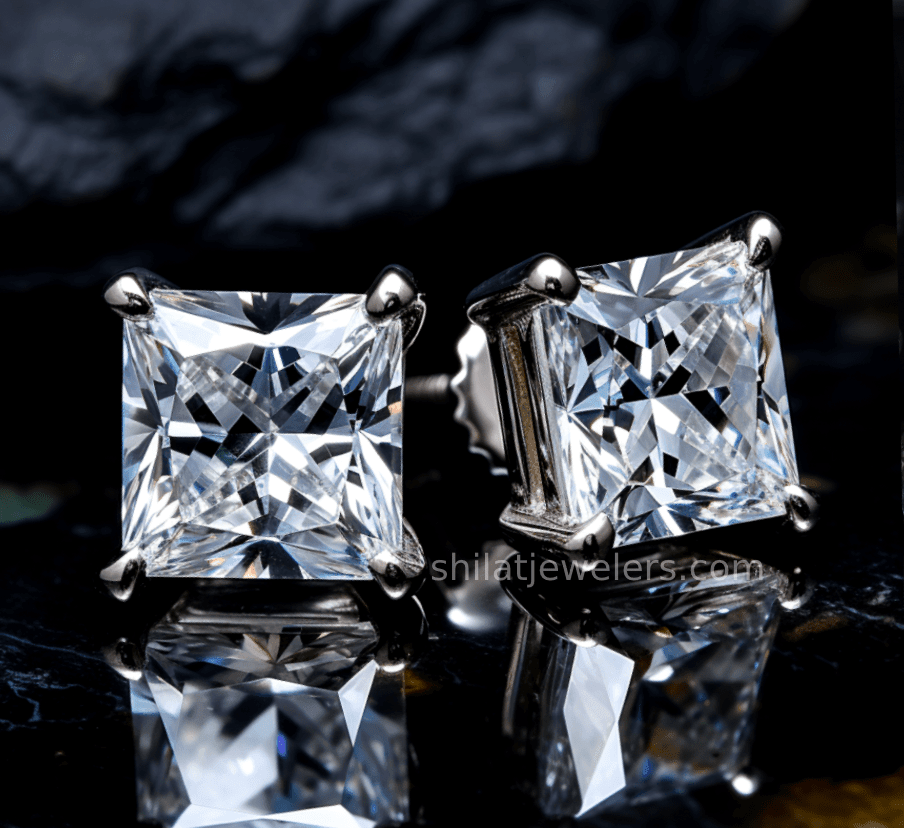 Princess cut lab diamond 3.04 studs