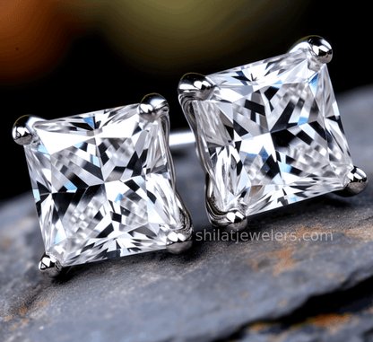 E23 Earrings Princess Diamond Lab Grown - Shilat 