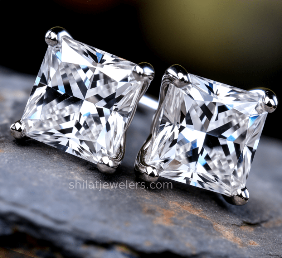 Princess cut lab diamond 2.2 carat studs