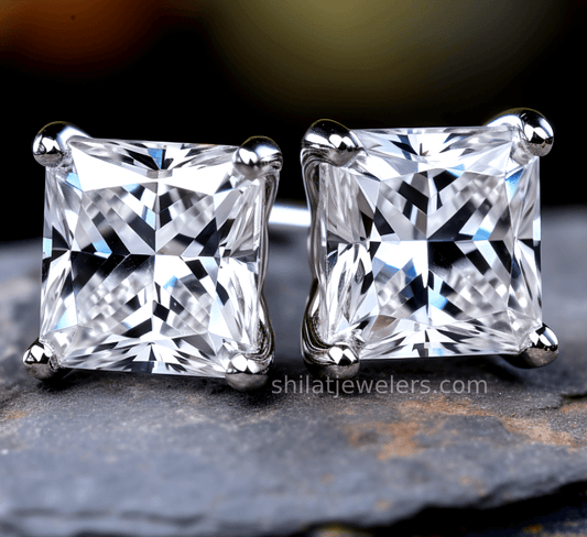 E23 Earrings Princess Diamond Lab Grown - Shilat 