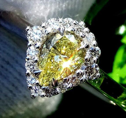 Yellow engagement ring diamond 0.53ct gold 14k - Shilat 