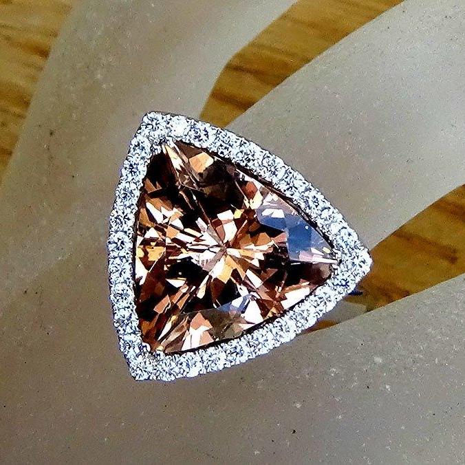 Engagement morganite ring diamond 14k 7.53ct - Shilat 