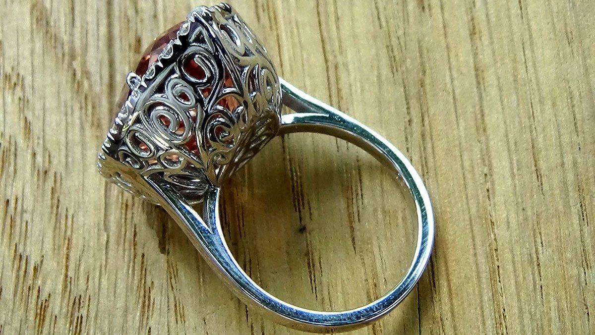 Engagement ring morganite diamonds 14k 11.08ct - Shilat 