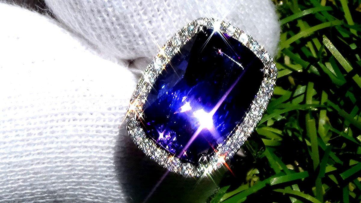 Diamond and tanzanite engagement ring 14k gold 8.85ct - Shilat 