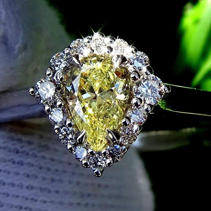 Yellow engagement ring diamond 0.53ct gold 14k - Shilat 