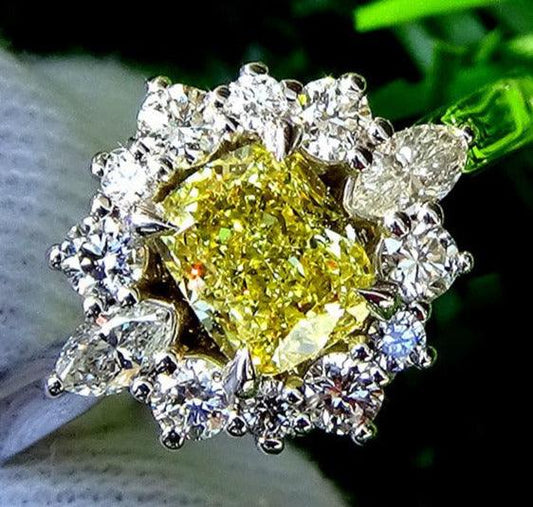 Yellow diamond engagement ring 14k untreated 1.05ct - Shilat 