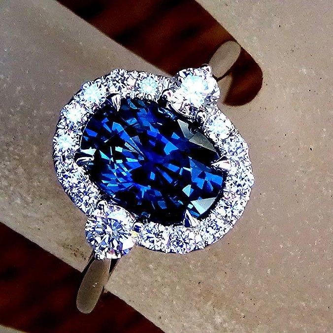 Diamond and sapphire engagement ring 2.40ct - Shilat 