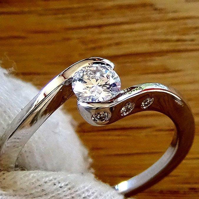 Solitaire engagement ring diamond 14k gold 0.48ct - Shilat 