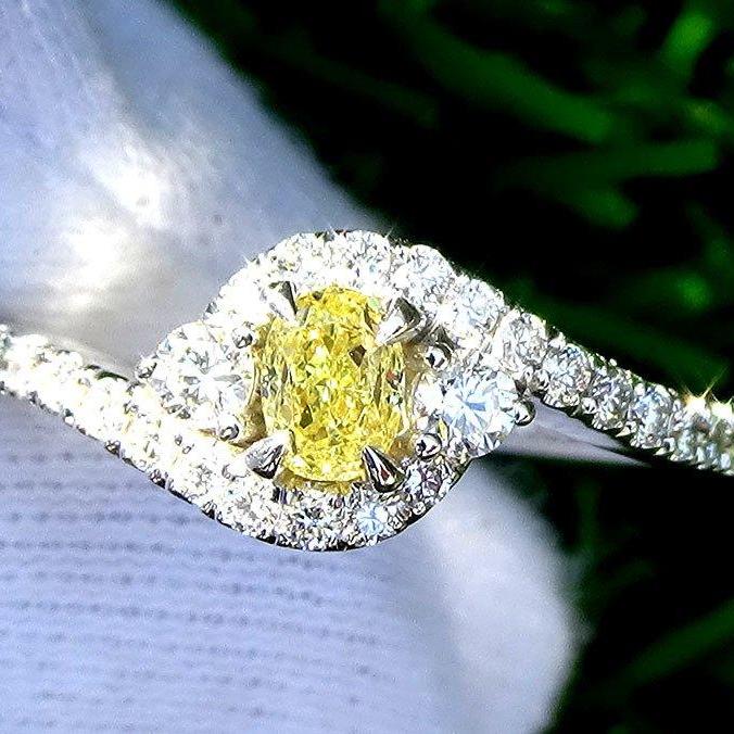 Yellow diamond ring for sale 0.65ct 14k gold - Shilat 