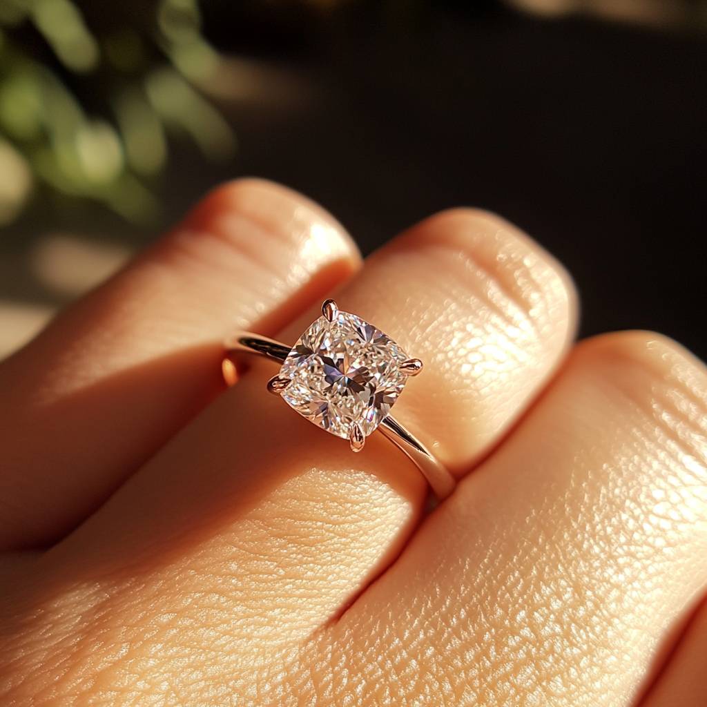 Engagement ring with a cushion cut 2.02ct cvd - Shiat