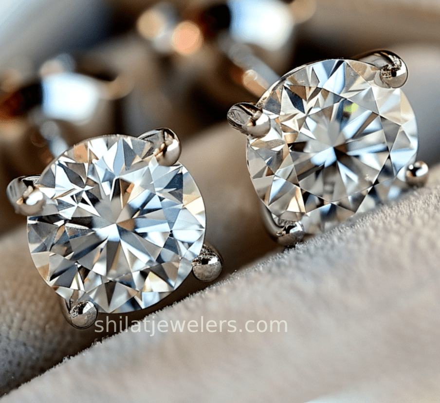 Diamond stud earrings lab created 