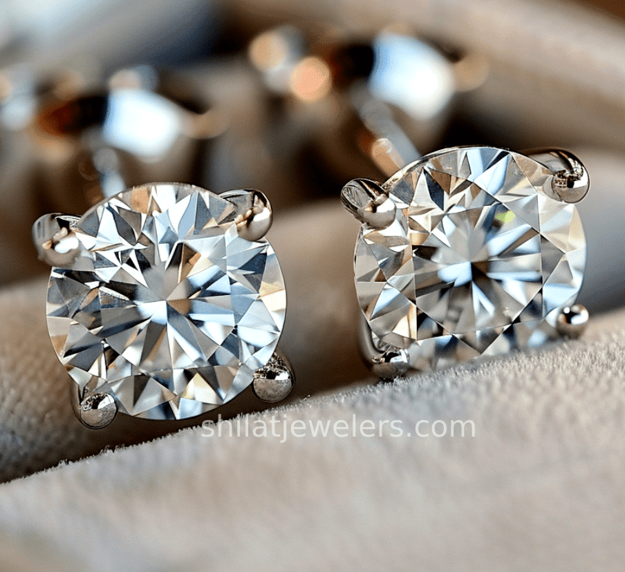 Diamond stud earrings lab created  