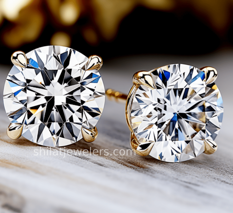  lab created diamond stud earrings - Shilat