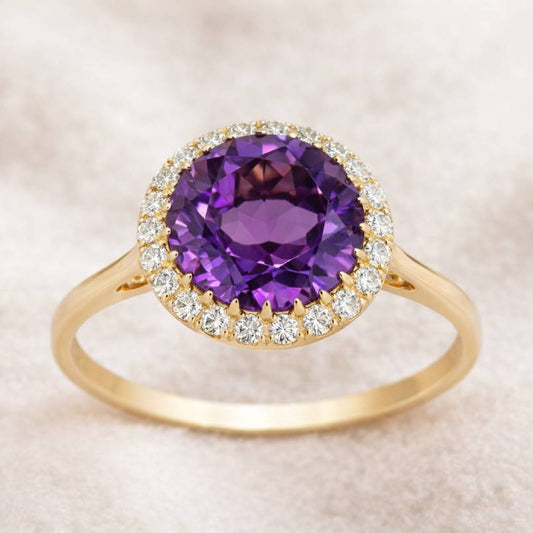 Ivana - 2.30 carat purple amethyst and diamonds in 14k gold
