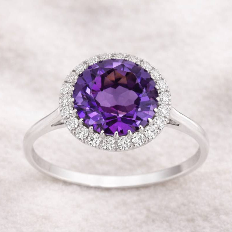 Ivana - 2.30 carat purple amethyst and diamonds in 14k gold