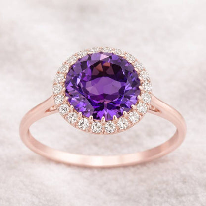 Ivana - 2.30 carat purple amethyst and diamonds in 14k gold