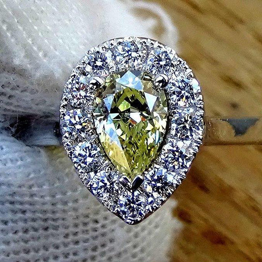 Fancy yellow diamond ring engagement 14k 0.81ct - Shilat 