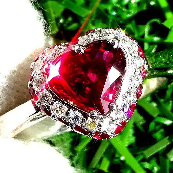 Natural Red Ruby diamond ring -Shilat