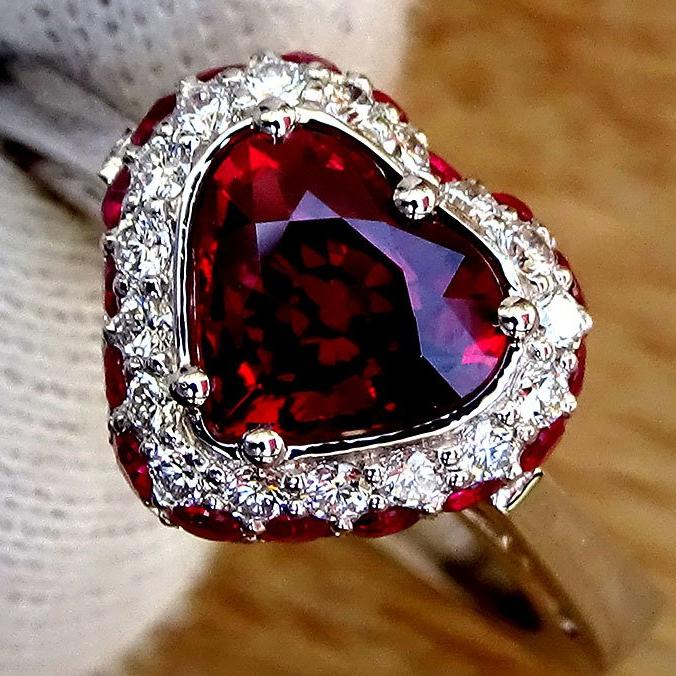 14k Red Ruby diamond ring -Shilat