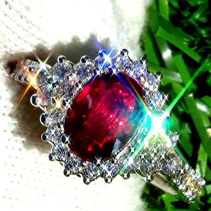 Red Ruby and diamond ring 14kt - Shilat