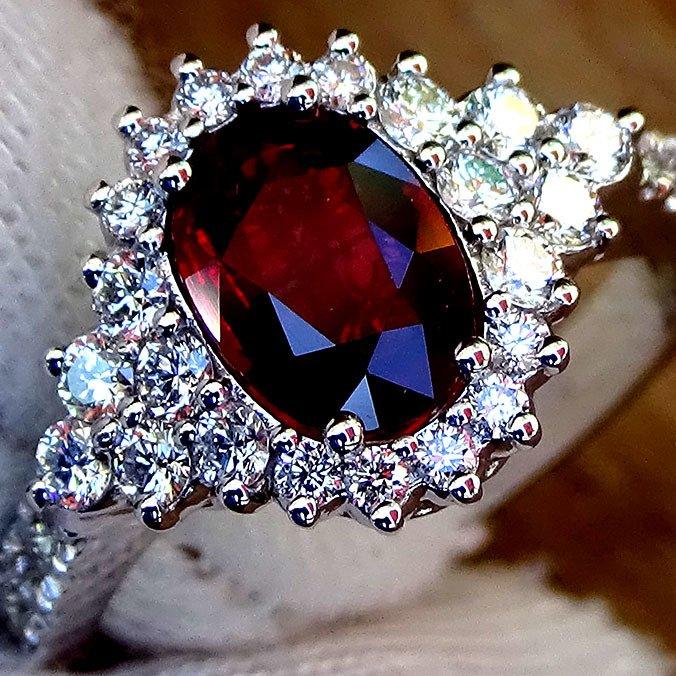 Red Ruby diamond ring 14kt - Shilat