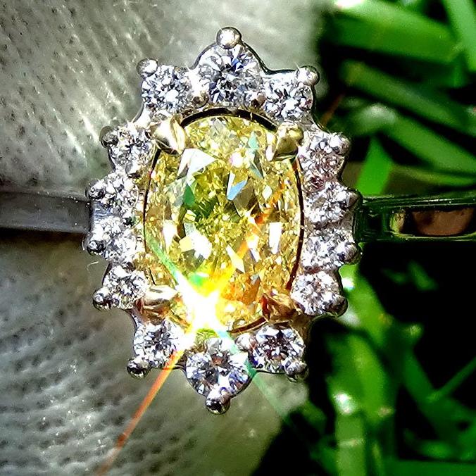  diamond ring yellow fancy 14k - Shilat