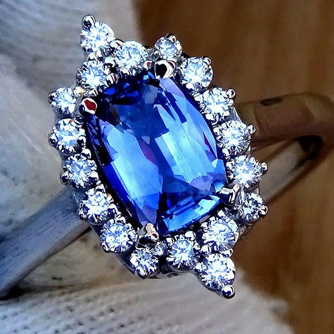 blue sapphire diamond 14kt ring- Shilat