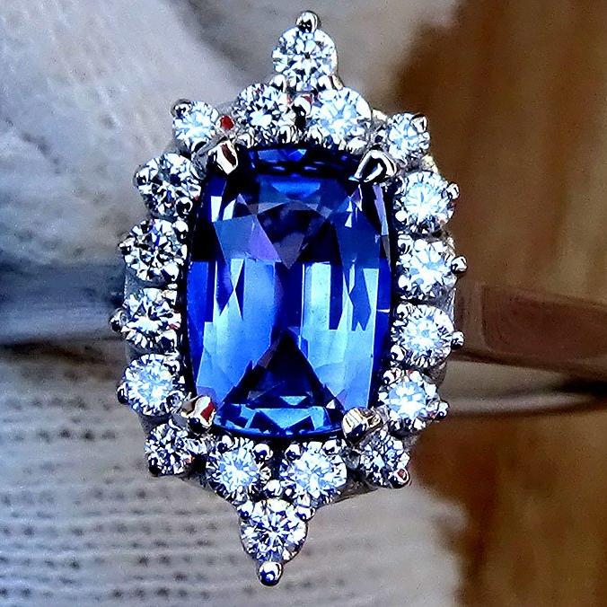 blue sapphire diamond ring- Shilat