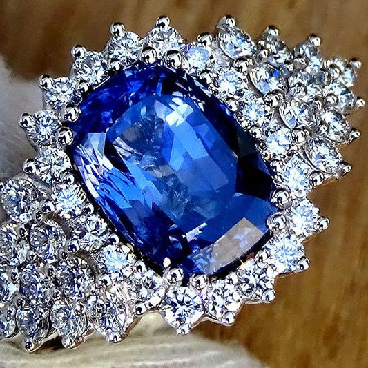 blue sapphire and diamond 14kt gold ring - Shilat