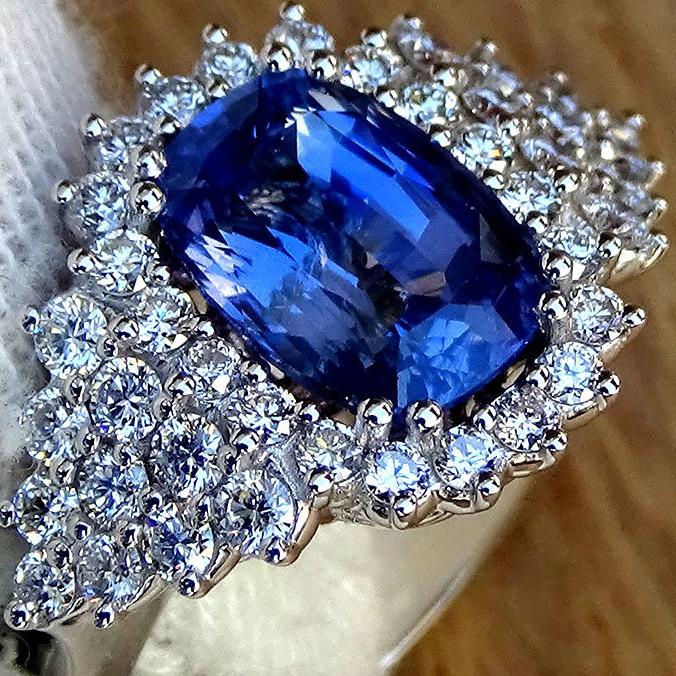 blue sapphire diamond 14kt gold ring - Shilat