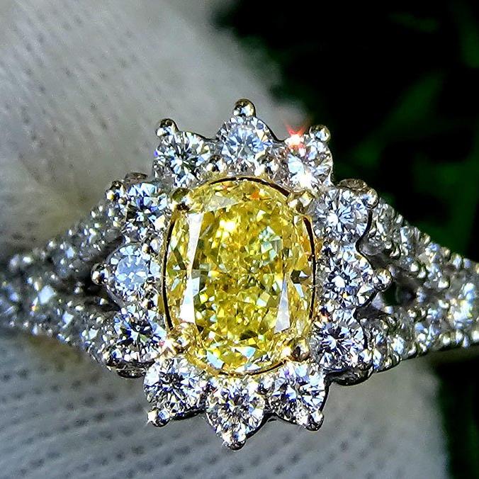 fancy yellow diamond engagement ring 14k - Shilat