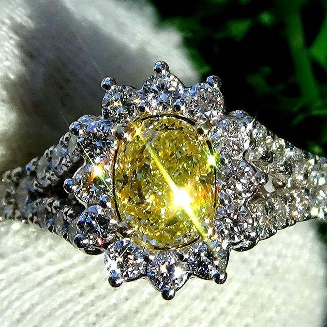 yellow diamond engagement ring 14k - Shilat