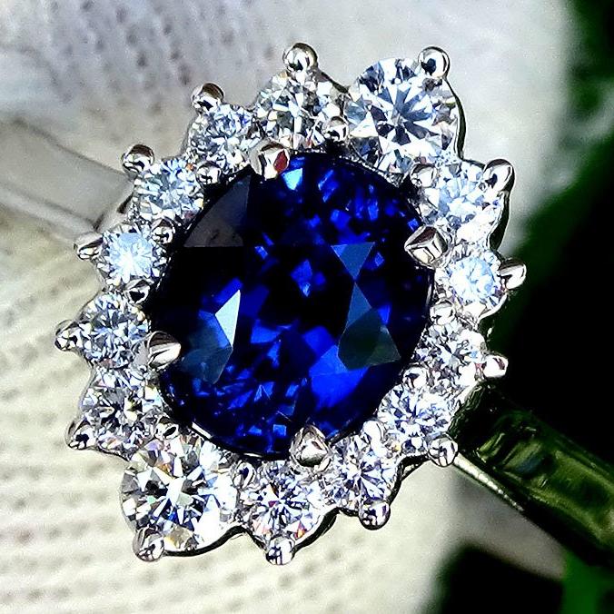 blue sapphire diamond 14kt ring - Shilat