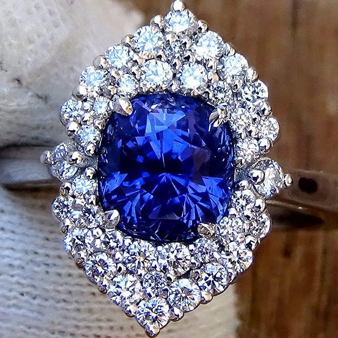  blue sapphire diamond ring - Shilat