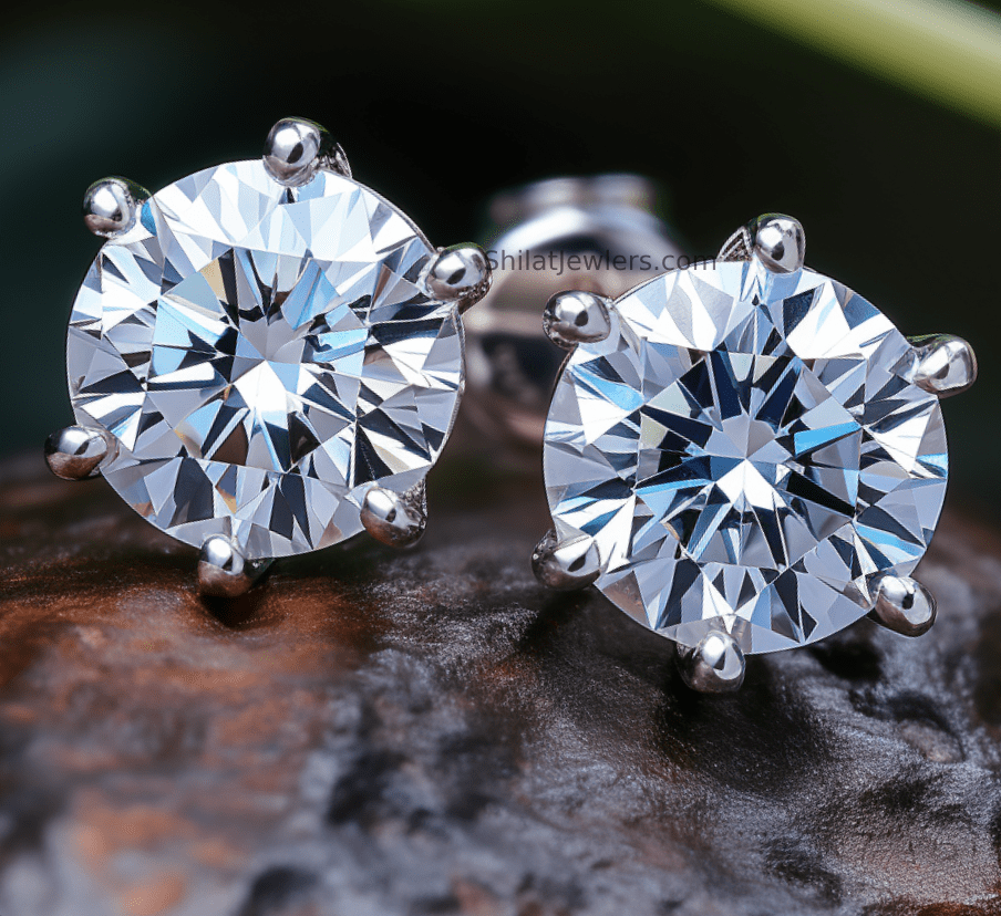 6 prongs studs diamond cvd