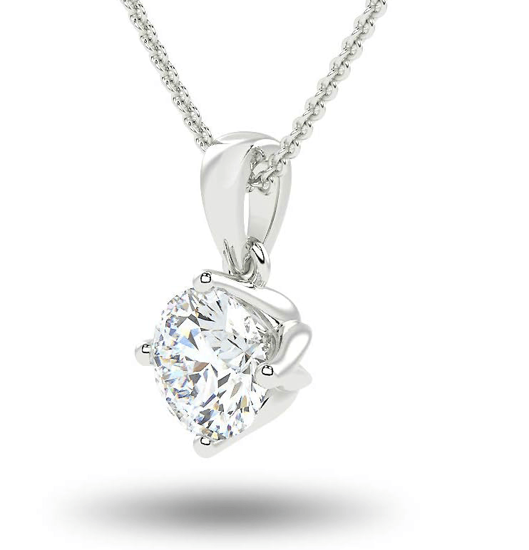 Lab grown diamond pendant 14k white gold - Shilat 