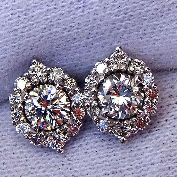 Diamond stud earrings 14k White Gold 0.72ct - Shilat 