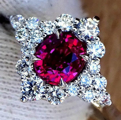 Engagement ring with red ruby and diamonds 1.54ct - Shilat 