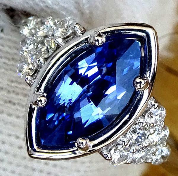 Blue sapphire and diamond ring 1.34ct 14k - Shilat 