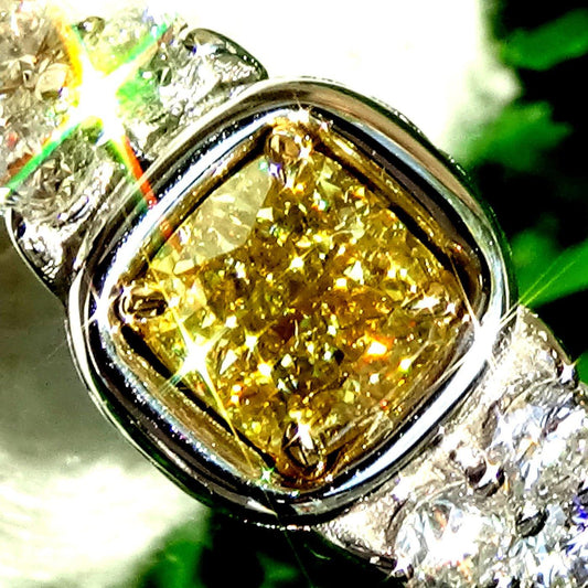 Engagement ringwith canary yellow diamond 0.67ct - Shilat 