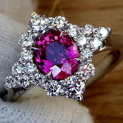 Engagement ring with red ruby and diamonds 1.54ct - Shilat 