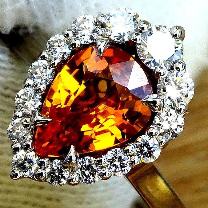 Natural orange sapphire engagement ring 1.53ct - Shilat 