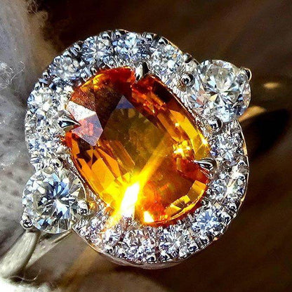 Natural sapphire ring orange diamonds 1.52ct - Shilat 