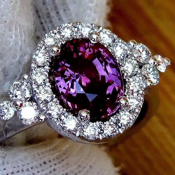 Vintage purple sapphire ring diamond 14k 2.12ct - Shilat 